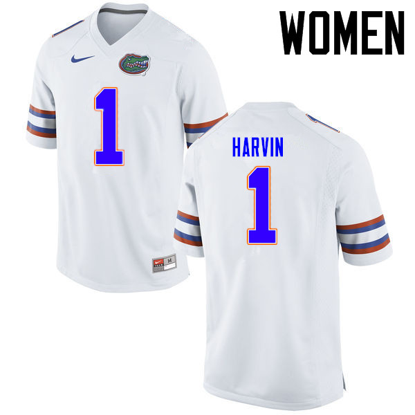 Women Florida Gators #1 Percy Harvin College Football Jerseys Sale-White - Click Image to Close
